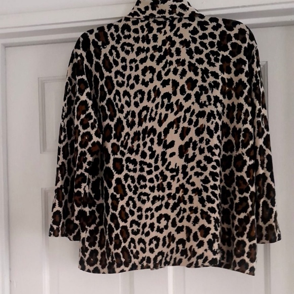 Vintage Merino Wool European Leopard print long sleeve top cardigan sweater - Picture 3 of 3